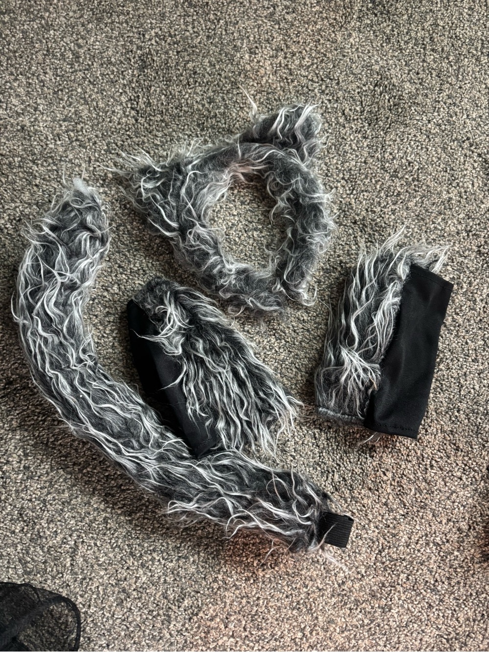 Faux Fur Gray Accessory Set - Women's Fashion Halloween kitty